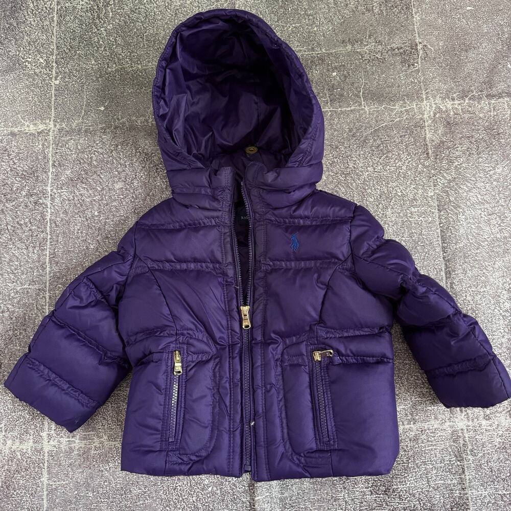 Baby Vintage Ralph Lauren Purple Gold The Gorham Down Puffer Coat Jacket Sz 9M